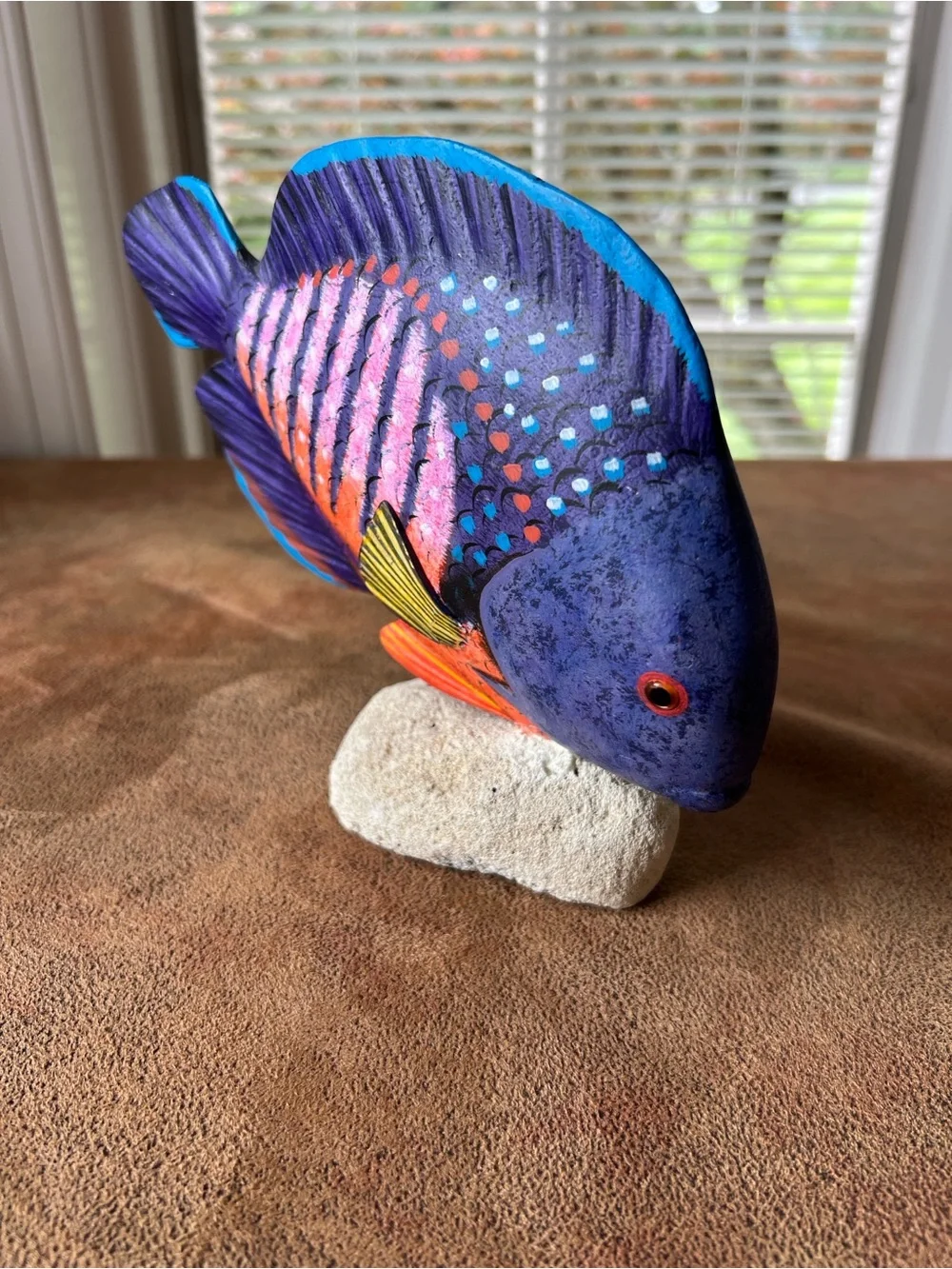 Hand-Painted Purple and Orange Tropical Fish Accent